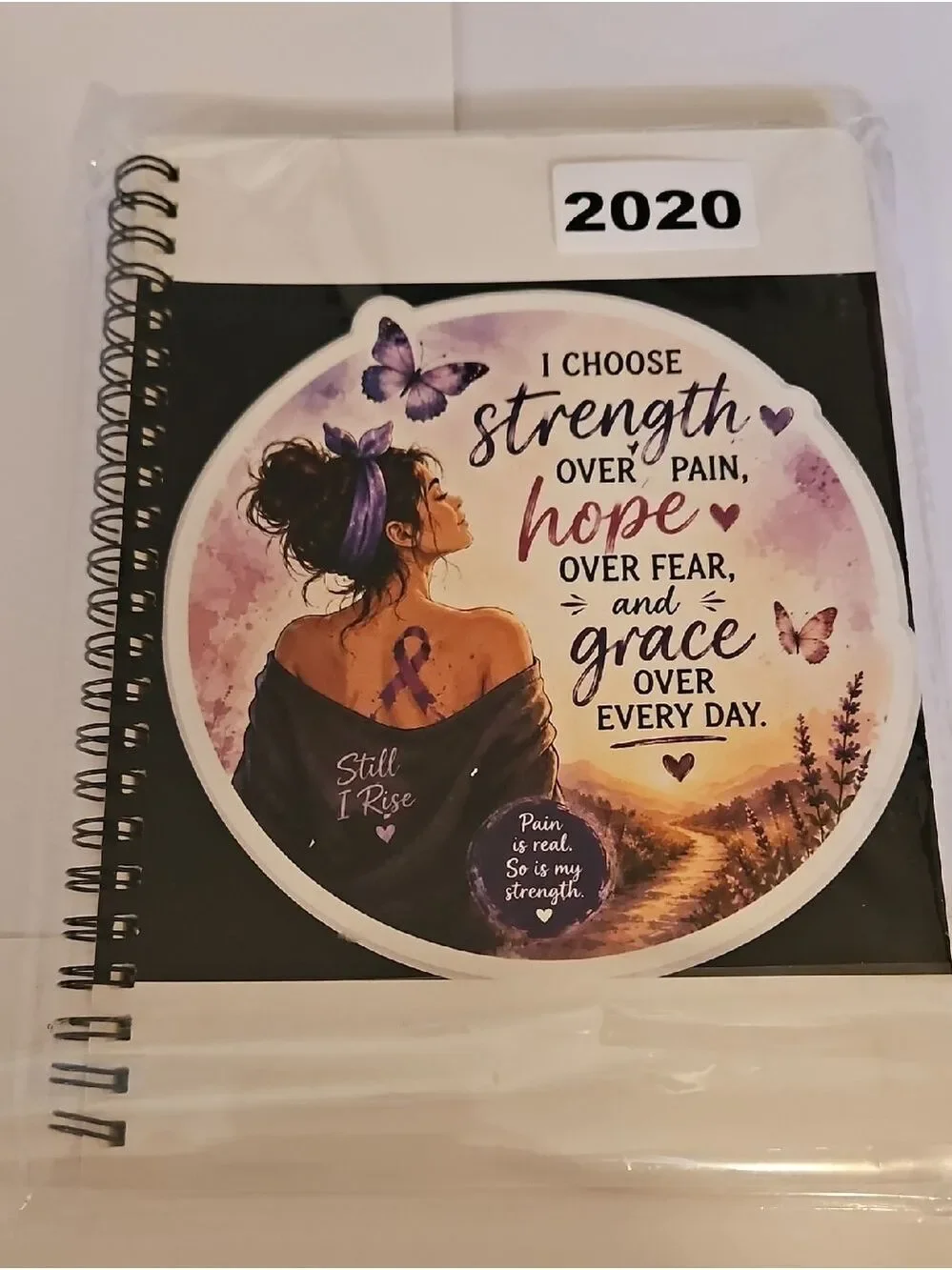 Chronic Illness Warrior Spiral Journal Purple Ribbon Pain Awareness Notebook 8x6